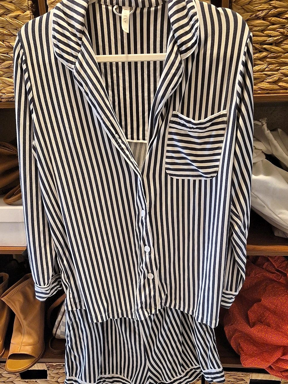 LIVELY The All-Day Stripe Lounge Set Striped Pajama Set Blue & White Size Medium